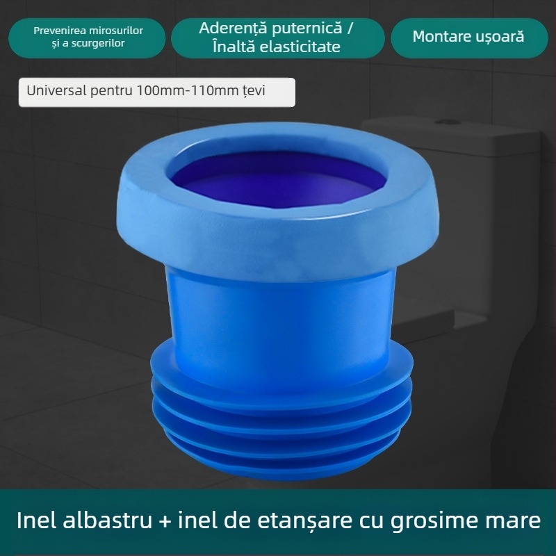 Flanșă pentru toaletă, inel etanș anti miros, grosime dublă, bază universală, inel din cauciuc pentru drenaj, etanș la scurgeri