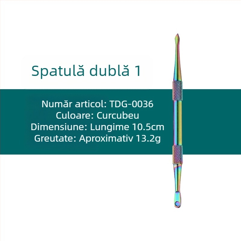 Set din oțel inoxidabil pentru curățarea pipe-urilor de fum și unelte de sculptură, dimensiuni 17.7 × 6 × 1.8 cm, greutate aproximativă 143 g; imprimare logo disponibilă și etichetare privată posibilă