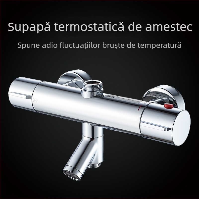 Robinet de duș thermostatic - corp din cupru, montaj pe perete, 20–55°C, 1.0–5 kg, miez thermostatic + ceramic