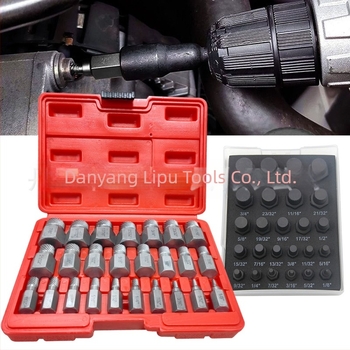 Set de extractoare pentru șuruburi cu cap rupt, standard imperial, design cu caneluri multiple, oțel 40Cr-V