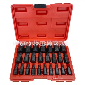 Set de extractoare pentru șuruburi cu cap rupt, standard imperial, design cu caneluri multiple, oțel 40Cr-V