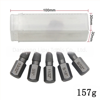 Set de extractoare pentru șuruburi cu cap rupt, standard imperial, design cu caneluri multiple, oțel 40Cr-V