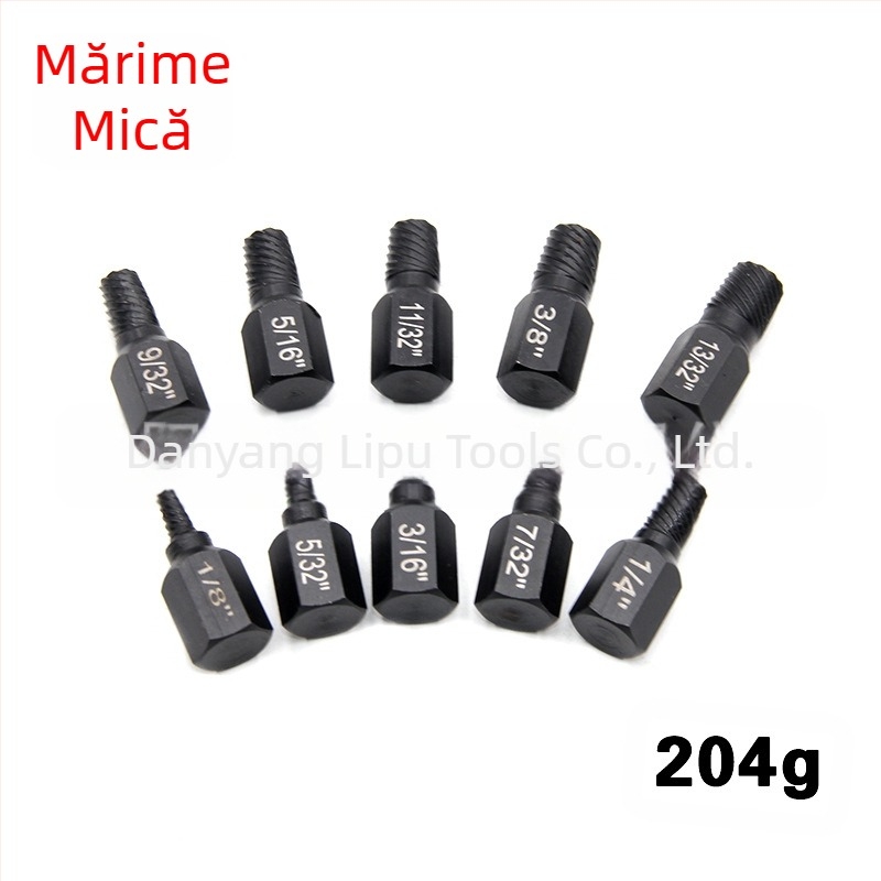 Set de extractoare pentru șuruburi cu cap rupt, standard imperial, design cu caneluri multiple, oțel 40Cr-V