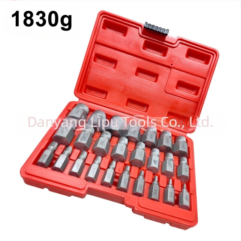 Set de extractoare pentru șuruburi cu cap rupt, standard imperial, design cu caneluri multiple, oțel 40Cr-V