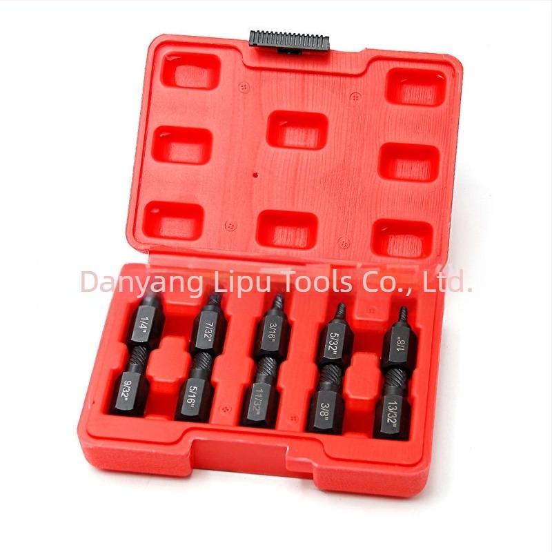 Set de extractoare pentru șuruburi cu cap rupt, standard imperial, design cu caneluri multiple, oțel 40Cr-V