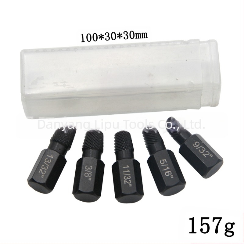 Set de extractoare pentru șuruburi cu cap rupt, standard imperial, design cu caneluri multiple, oțel 40Cr-V