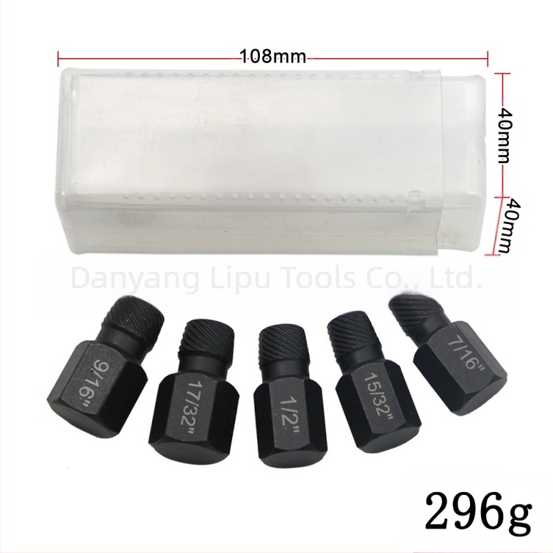 Set de extractoare pentru șuruburi cu cap rupt, standard imperial, design cu caneluri multiple, oțel 40Cr-V