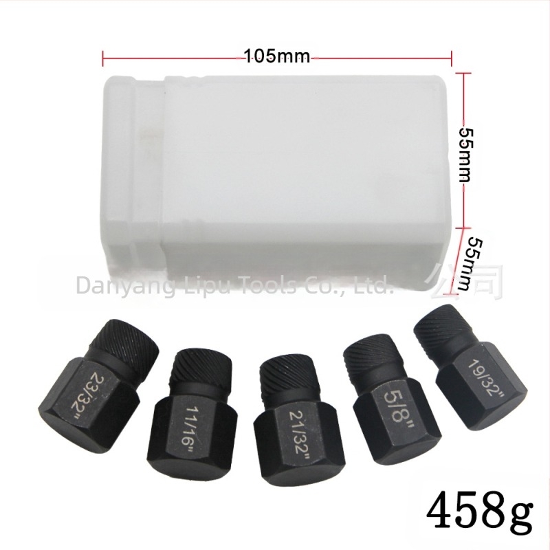 Set de extractoare pentru șuruburi cu cap rupt, standard imperial, design cu caneluri multiple, oțel 40Cr-V