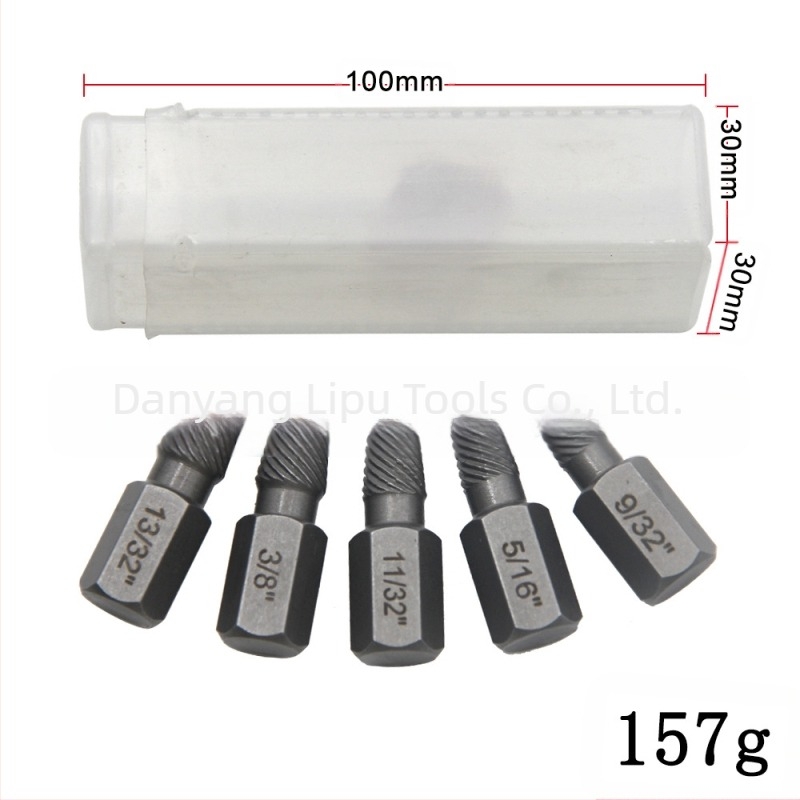 Set de extractoare pentru șuruburi cu cap rupt, standard imperial, design cu caneluri multiple, oțel 40Cr-V