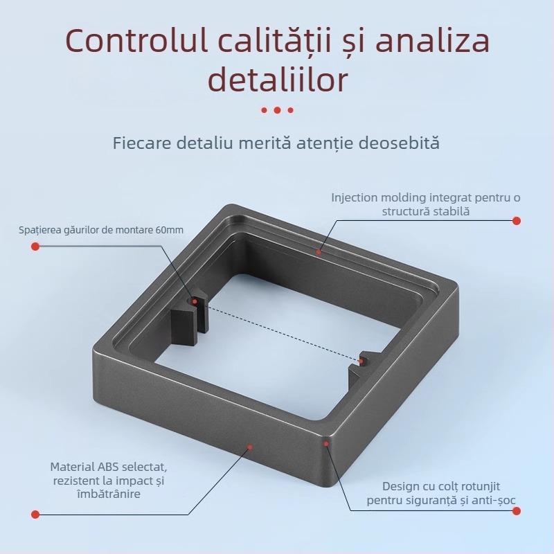 Cutie electrică încastrată Type 86, pătrată, cu inel ridicat și garnitură pentru cutie fără fund, compatibilă cu panou de întrerupere.