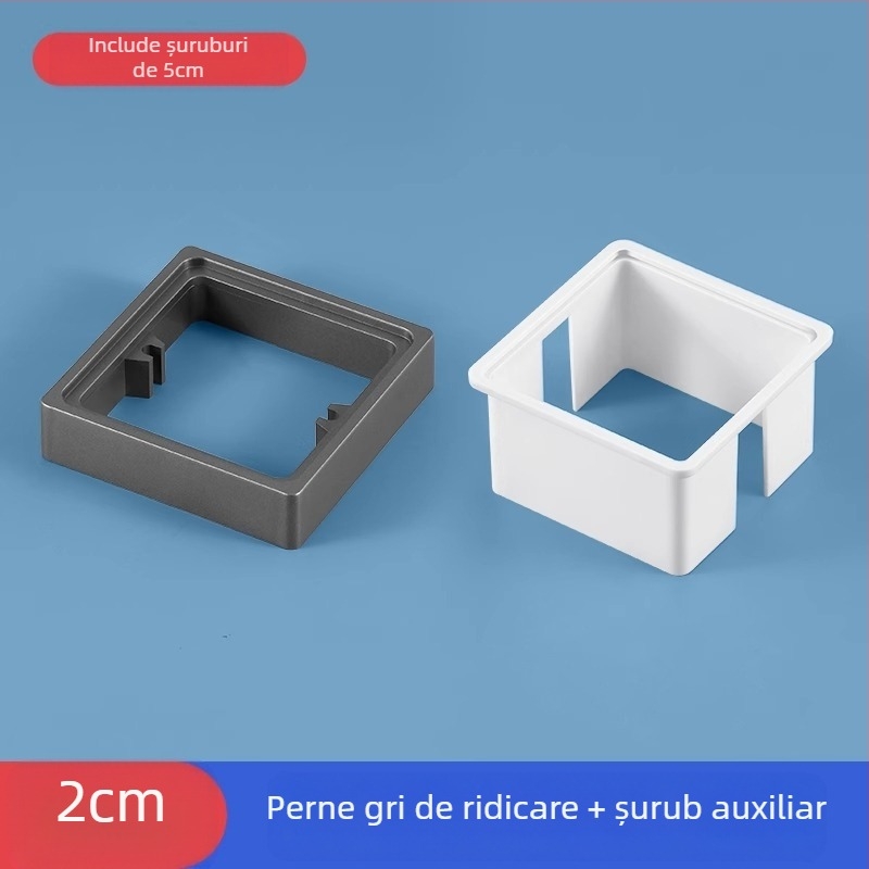 Cutie electrică încastrată Type 86, pătrată, cu inel ridicat și garnitură pentru cutie fără fund, compatibilă cu panou de întrerupere.