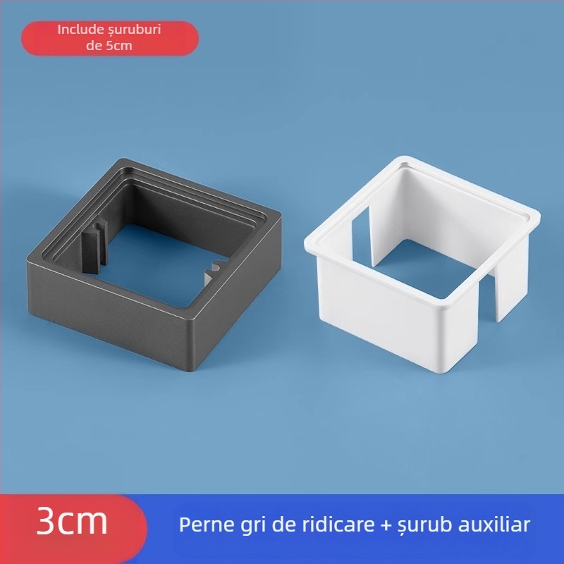 Cutie electrică încastrată Type 86, pătrată, cu inel ridicat și garnitură pentru cutie fără fund, compatibilă cu panou de întrerupere.