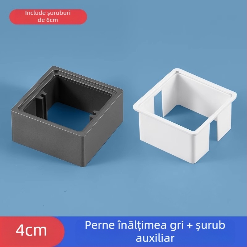 Cutie electrică încastrată Type 86, pătrată, cu inel ridicat și garnitură pentru cutie fără fund, compatibilă cu panou de întrerupere.
