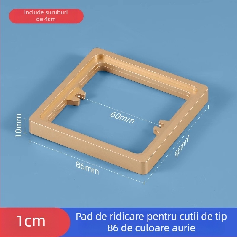 Cutie electrică încastrată Type 86, pătrată, cu inel ridicat și garnitură pentru cutie fără fund, compatibilă cu panou de întrerupere.