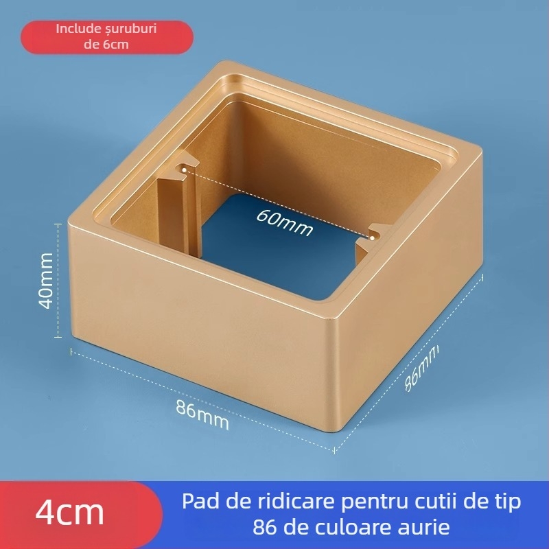 Cutie electrică încastrată Type 86, pătrată, cu inel ridicat și garnitură pentru cutie fără fund, compatibilă cu panou de întrerupere.