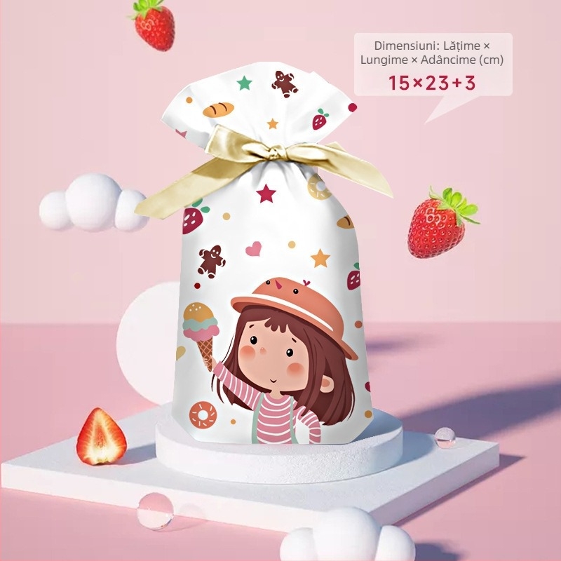 Geantă cadou pentru gustări cu imprimare gravură pe film alb lăptos, Salt Light