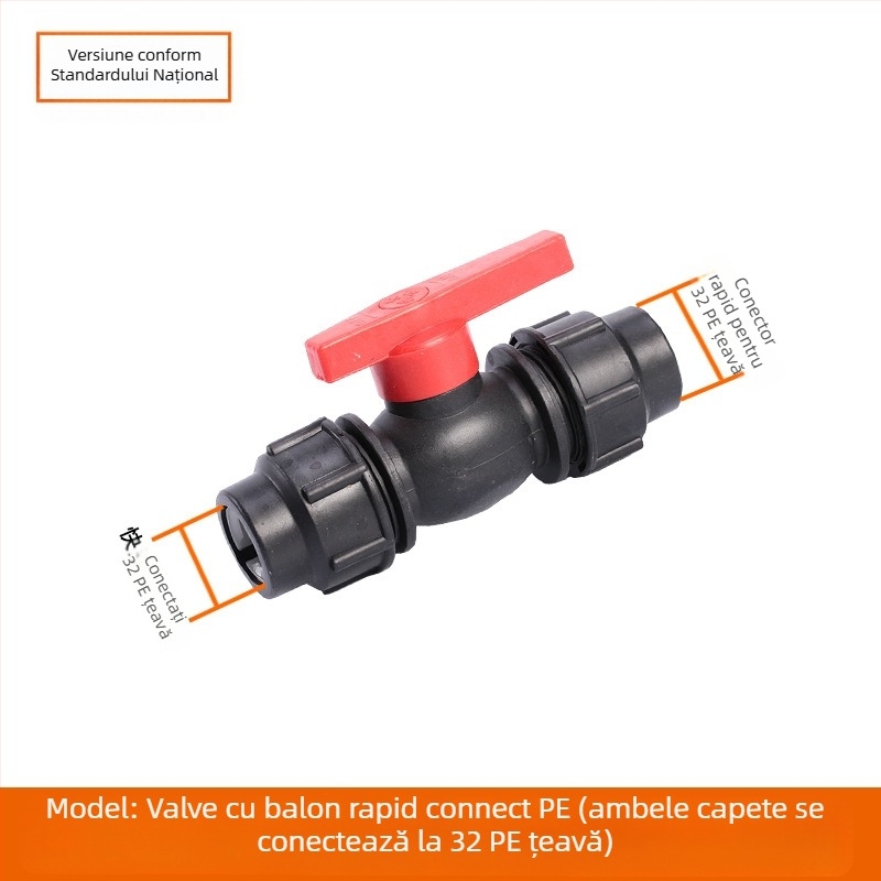 Fitinguri PE pentru conducte cu conectare rapidă, Tee, cotă, îmbinare și robinet; material PE; grosimea pereților 3,0 mm; clasă 80