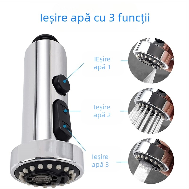 Goldsmiths Cap de pulverizare pentru robinet de bucătărie retractabil, ABS, formă rotundă, funcție automată de apă, stil Nou Chinezesc