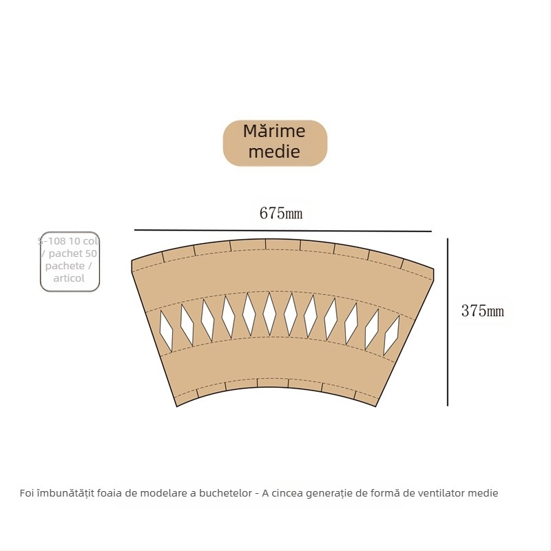 Foaie de carton pentru modelarea buchetului, tăiată prin matriță, 10 foi per pachet