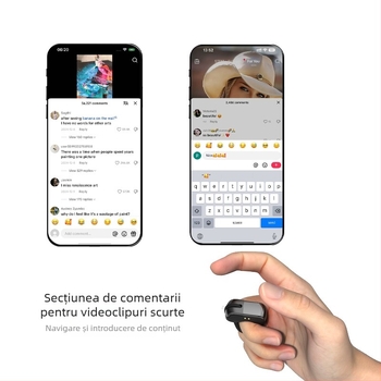 Inel Bluetooth wireless pentru telefon – Selfie, derulare pagini, like și comentarii; 2.4G/BT, rază 10 m, Type-C, ABS, model D06, compatibil Android, Apple, Microsoft