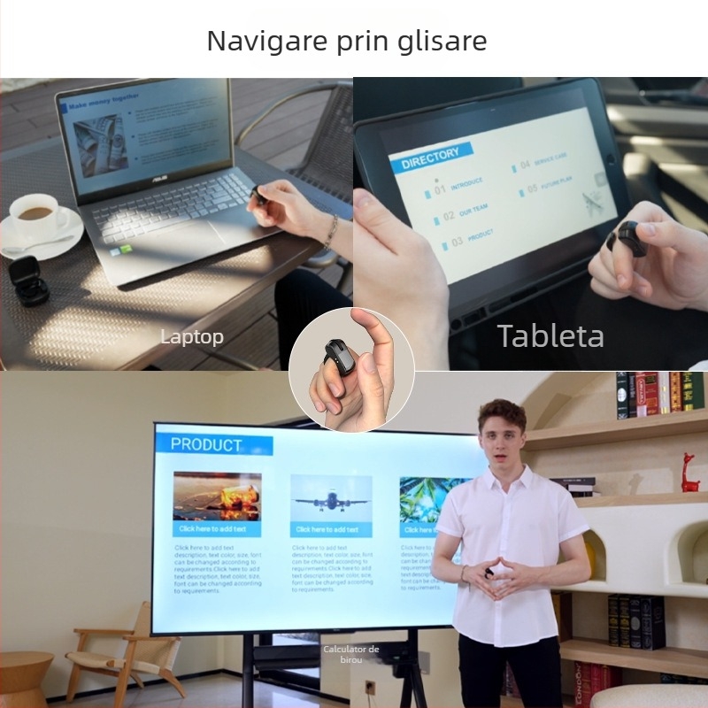 Inel Bluetooth wireless pentru telefon – Selfie, derulare pagini, like și comentarii; 2.4G/BT, rază 10 m, Type-C, ABS, model D06, compatibil Android, Apple, Microsoft