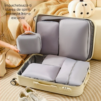 Set de 6 saci de compresie pentru călătorii – capacitate mare pentru organizarea hainelor, depozitare portabilă