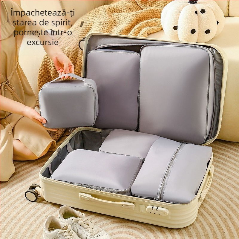 Set de 6 saci de compresie pentru călătorii – capacitate mare pentru organizarea hainelor, depozitare portabilă