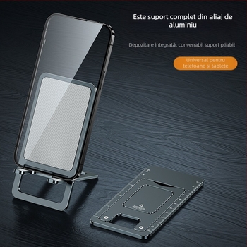 Suport pentru telefon pentru birou, ultra-subțire, din aliaj de aluminiu, pliabil, anti-alunecare, compact, durabil, multifuncțional