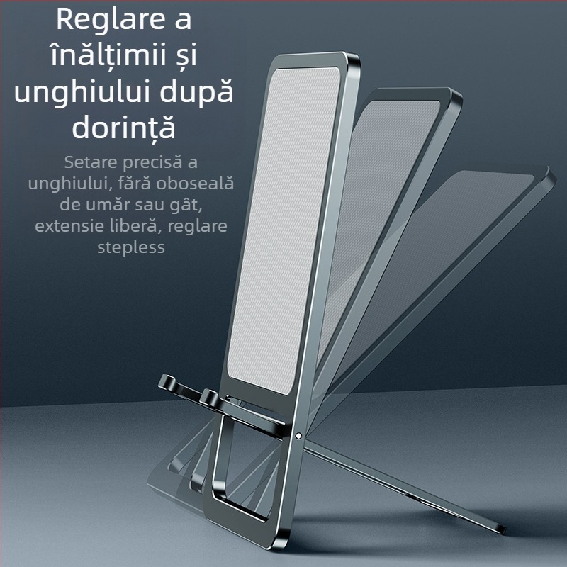 Suport pentru telefon pentru birou, ultra-subțire, din aliaj de aluminiu, pliabil, anti-alunecare, compact, durabil, multifuncțional