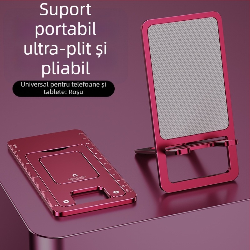 Suport pentru telefon pentru birou, ultra-subțire, din aliaj de aluminiu, pliabil, anti-alunecare, compact, durabil, multifuncțional
