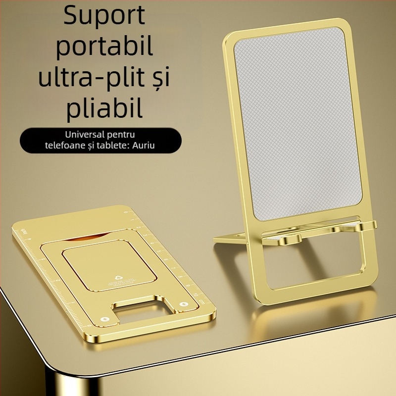 Suport pentru telefon pentru birou, ultra-subțire, din aliaj de aluminiu, pliabil, anti-alunecare, compact, durabil, multifuncțional