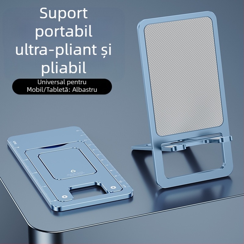 Suport pentru telefon pentru birou, ultra-subțire, din aliaj de aluminiu, pliabil, anti-alunecare, compact, durabil, multifuncțional