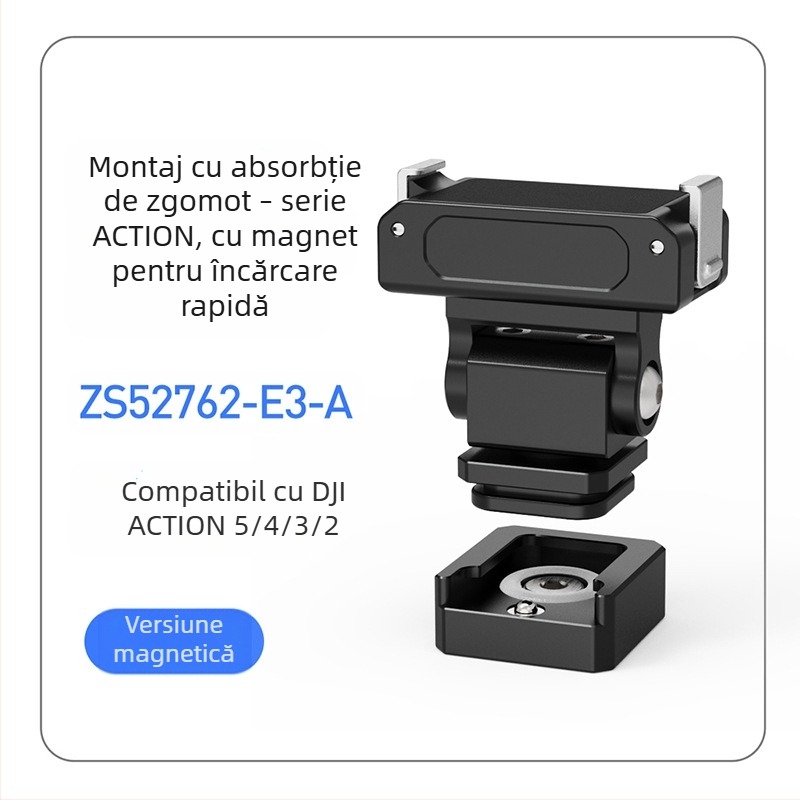 Suport magnetic cu eliberare rapidă pentru cameră de acțiune, compatibil DJI Action 5 Pro/4/3/2, aliaj de aluminiu, cu slot pentru cold shoe