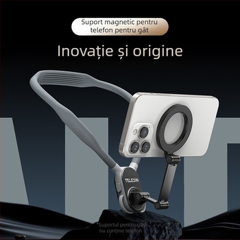 TELESIN suport magnetic MagSafe pentru telefon pe gât – universal pentru toate telefoanele, materiale: silicon+ABS+metal, FPV live streaming și fotografie