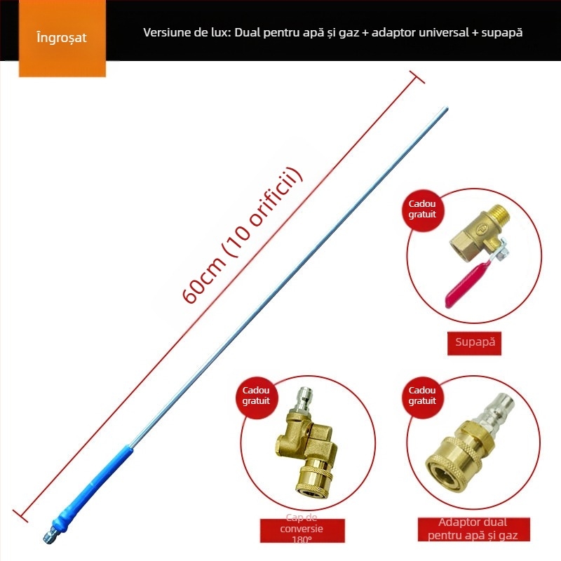 Unealtă de curățare a rezervorului de apă pentru vehicule - fără demontare, dual purpose apă și gaz, duză și mâner din oțel inoxidabil, presiune înaltă, rază de pulverizare 3 m