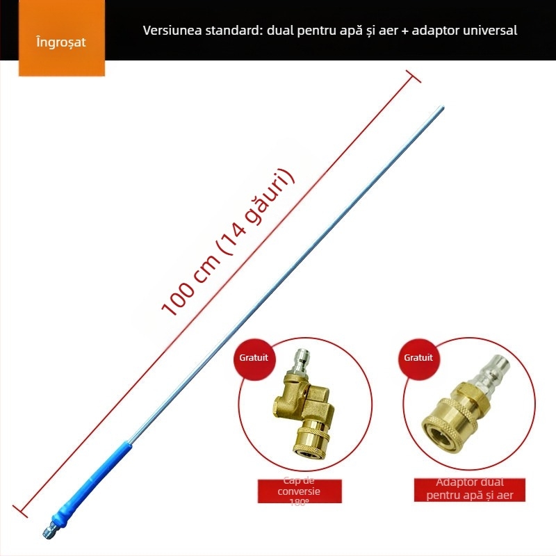 Unealtă de curățare a rezervorului de apă pentru vehicule - fără demontare, dual purpose apă și gaz, duză și mâner din oțel inoxidabil, presiune înaltă, rază de pulverizare 3 m