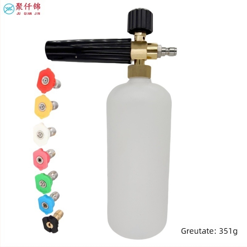 Pistol de spălat cu spumă pentru mașini, cu presiune înaltă, corp din aluminiu și plastic tehnic, spumare reglabilă, duză tip ventilator