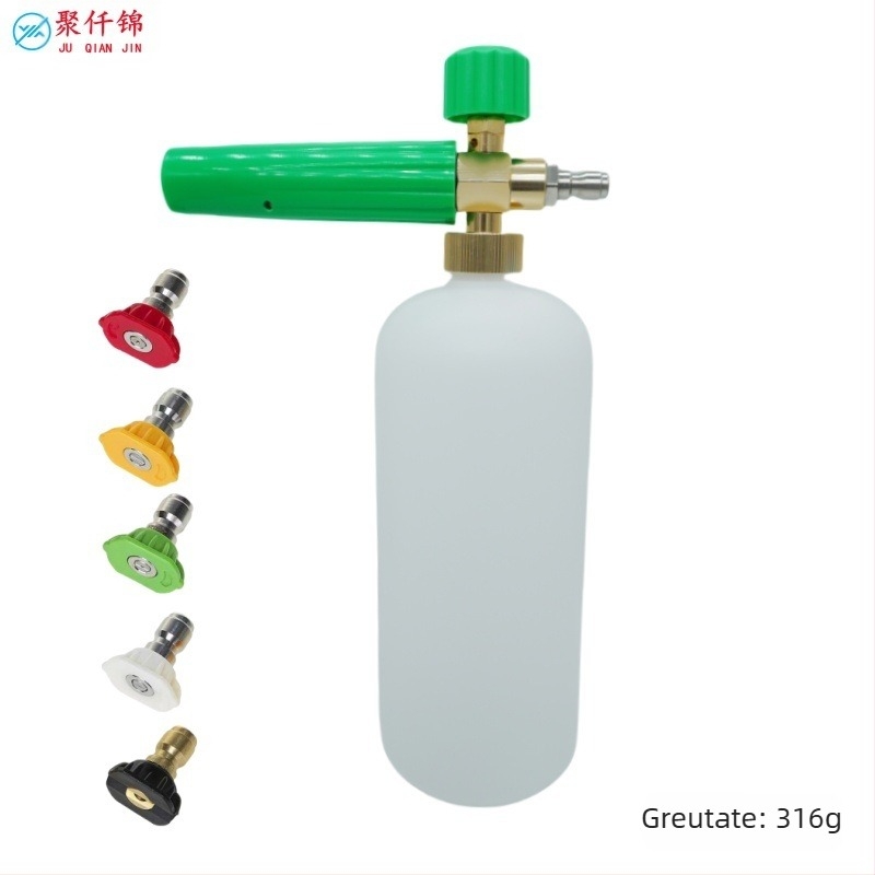 Pistol de spălat cu spumă pentru mașini, cu presiune înaltă, corp din aluminiu și plastic tehnic, spumare reglabilă, duză tip ventilator