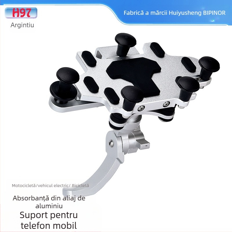 BIPINOR H99 Suport pentru telefon pentru motocicletă, navigație, montaj cu amortizare la șocuri și rotație de 360° pentru Honda, Yamaha, BMW și Wuyang Haojue
