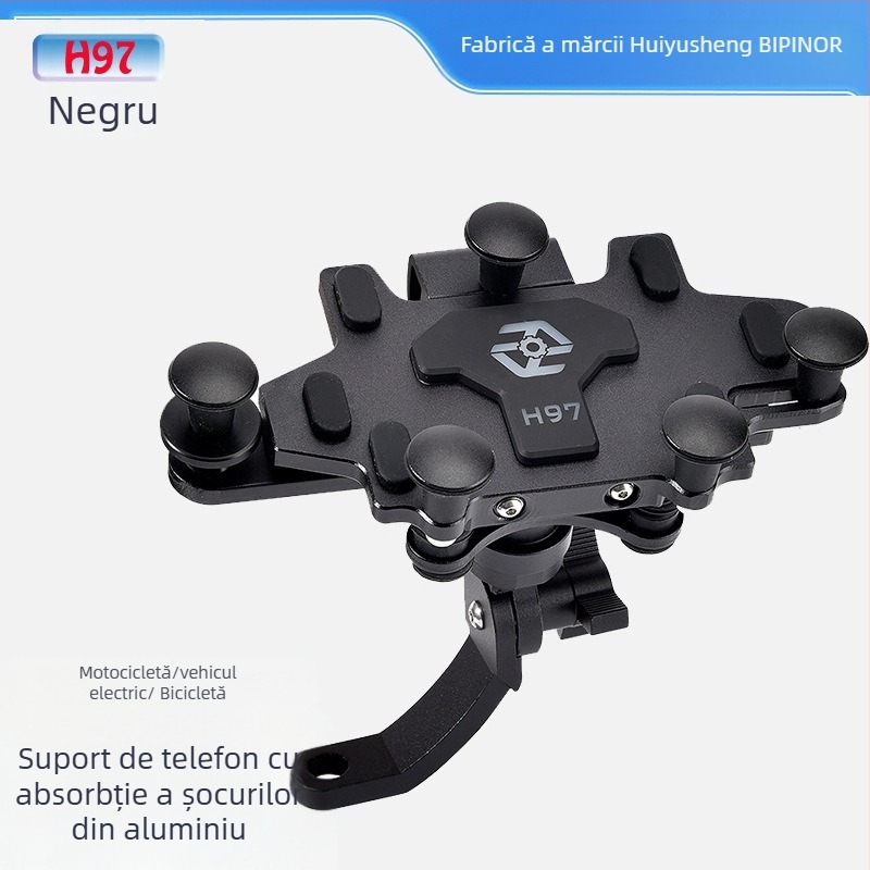 BIPINOR H99 Suport pentru telefon pentru motocicletă, navigație, montaj cu amortizare la șocuri și rotație de 360° pentru Honda, Yamaha, BMW și Wuyang Haojue