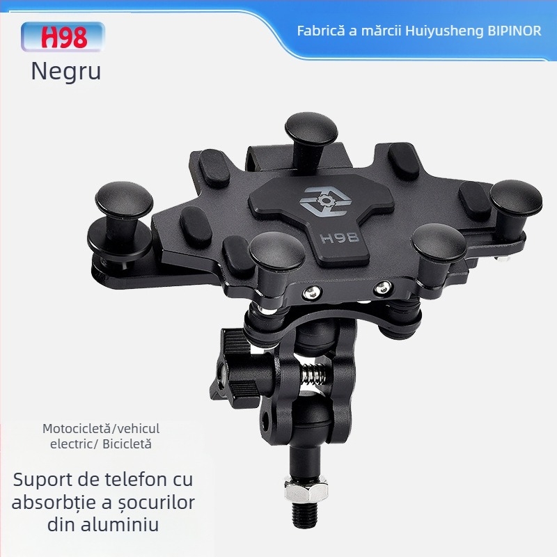 BIPINOR H99 Suport pentru telefon pentru motocicletă, navigație, montaj cu amortizare la șocuri și rotație de 360° pentru Honda, Yamaha, BMW și Wuyang Haojue