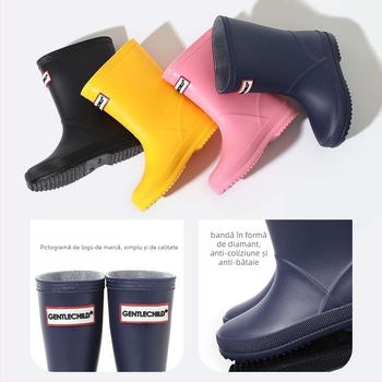 Cizme de ploaie pentru copii, PVC exterior, tub înalt, unisex, pentru toamnă și iarnă