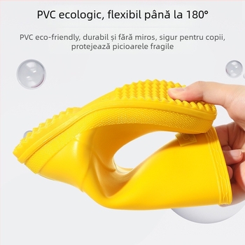 Ghete de ploaie pentru copii PVC impermeabile, anti-derapare, talpă moale, toc mic 1–3 cm