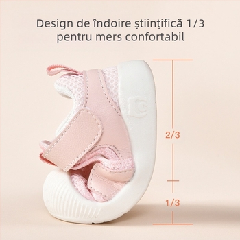 Sandale de vară pentru bebeluși, talpă moale antiderapantă, închidere Velcro, exterior din piele sintetică și plasă, imprimeu cu desene animate, pentru 6-36 de luni