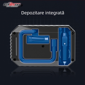 Pompa electrică pentru pneuri auto, mini, iluminare nocturnă, 12V, 80W, debit 25 L/min, alimentare pe baterie, cablu 3 m