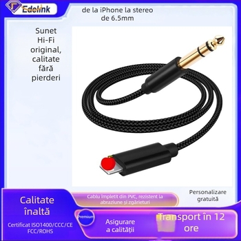Adaptor pentru căști pentru Apple Audio — EDELINK YUl65001, Lightning la 6,5 mm stereo, cablu 4.0