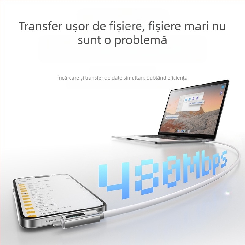Cablu de date 4 în 1 cu afișaj digital, încărcare rapidă PD27W, aliaj de zinc + silicon, conectori Lightning, Micro USB și USB-C