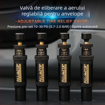 ALL-TOP Valvă digitală de dezumflare a anvelopei – stil pix, portabil, intervalul de presiune 0.7–2.1, compatibil cu toate modelele, funcție de dezumflare