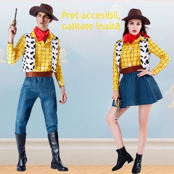Costum Woody pentru spectacol de familie – pentru adulți și copii, denim street fashion, material Spandex/Nylon, conținut principal <30%, conținut secundar 30–50%, primăvara 2023