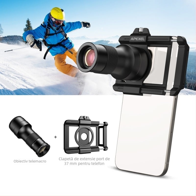 APEXEL 6x obiectiv monocular telemacro pentru smartphone – 6x mărire, câmp vizual 150 m, diametru pupilei ieșire 3 mm